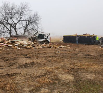 Wannco Services demolition team working on a commercial property to demo old structures in Durant, TX